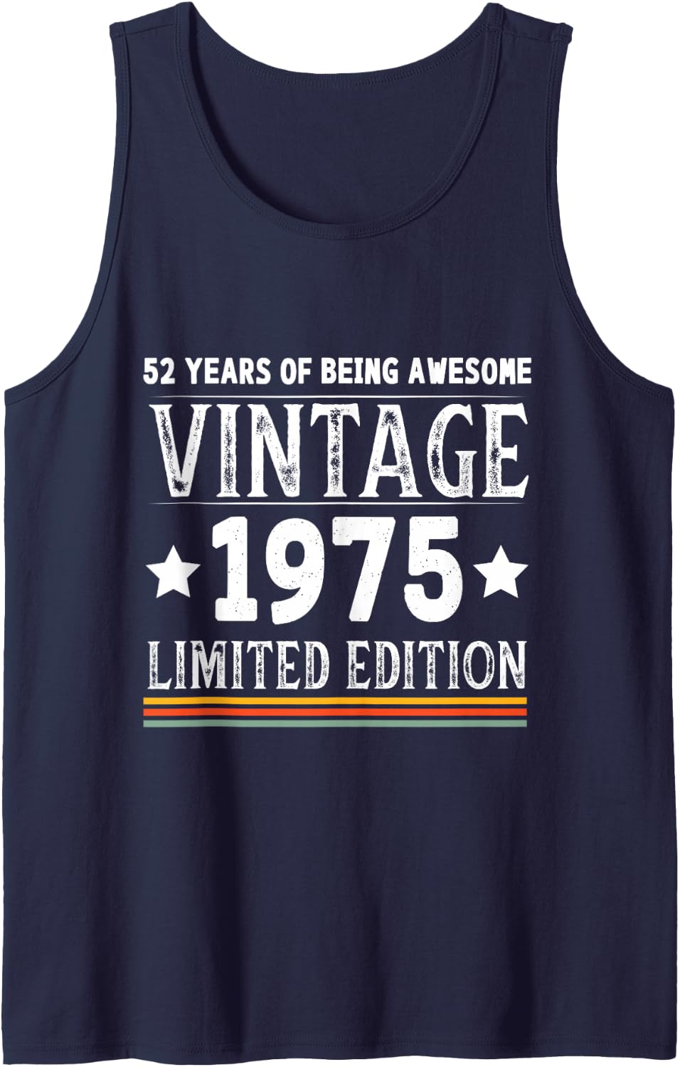 1975 Vintage 52nd Birthday 2027-52 Years of Being Awesome Sleeveless Tank Top - Navy Blue