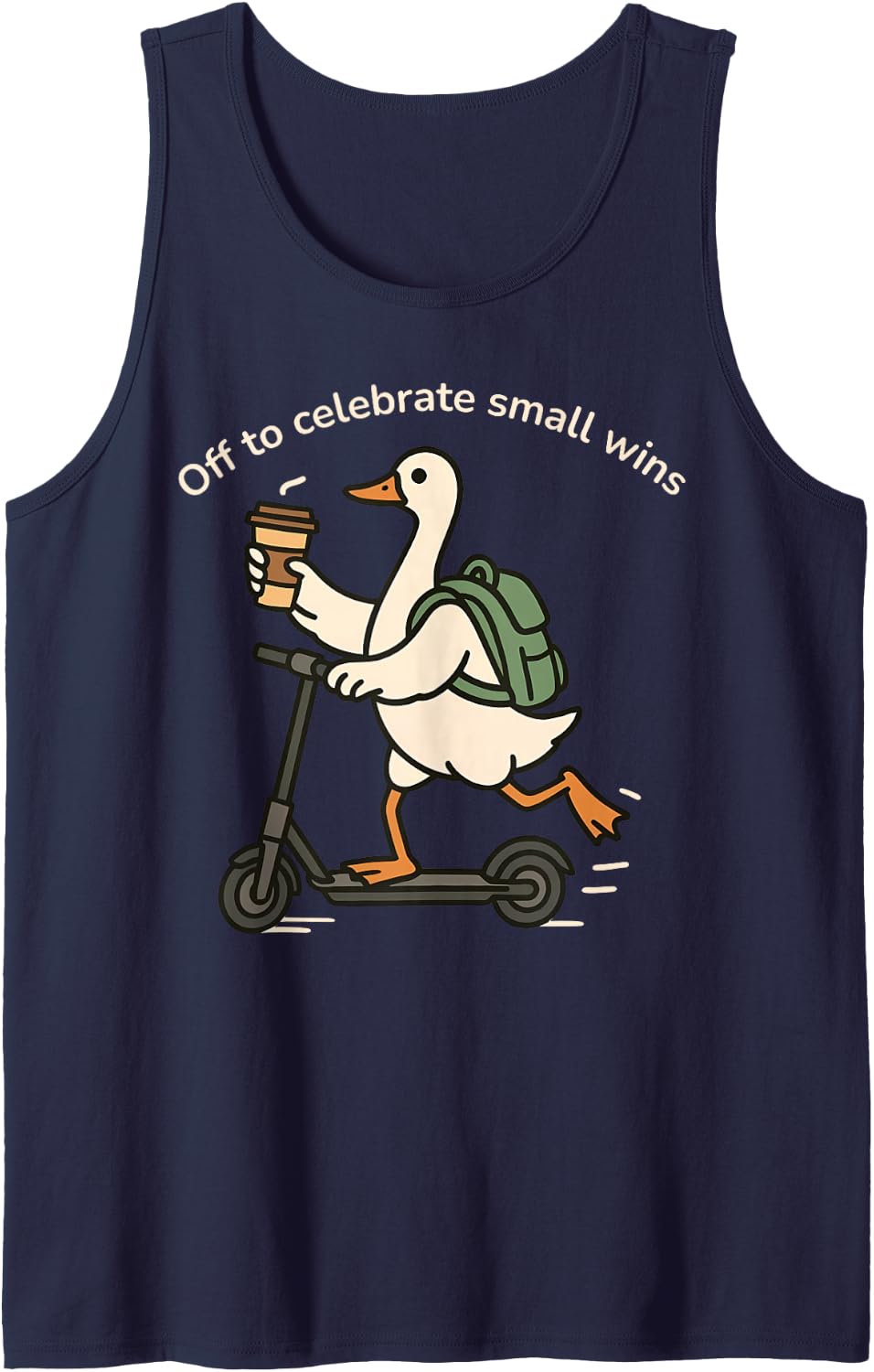 Off to Celebrate Small Wins Funny Goose Early Intervention Sleeveless Tank Top - Navy Blue