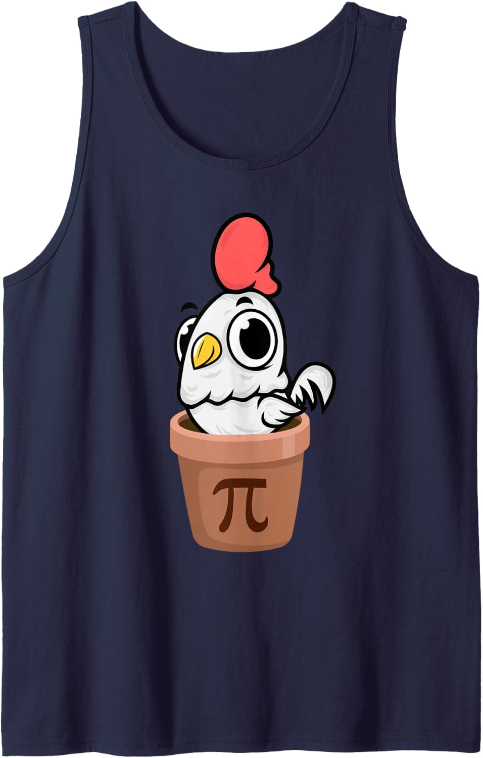 Chicken Pot Pi Day Math Lover Number Funny Sleeveless Tank Top - Navy Blue
