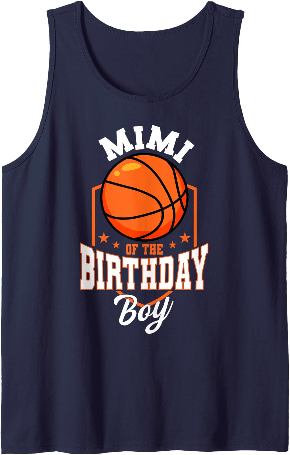 Mimi of The Birthday Boy Basketball Theme Bday Party Sleeveless Tank Top - Navy Blue