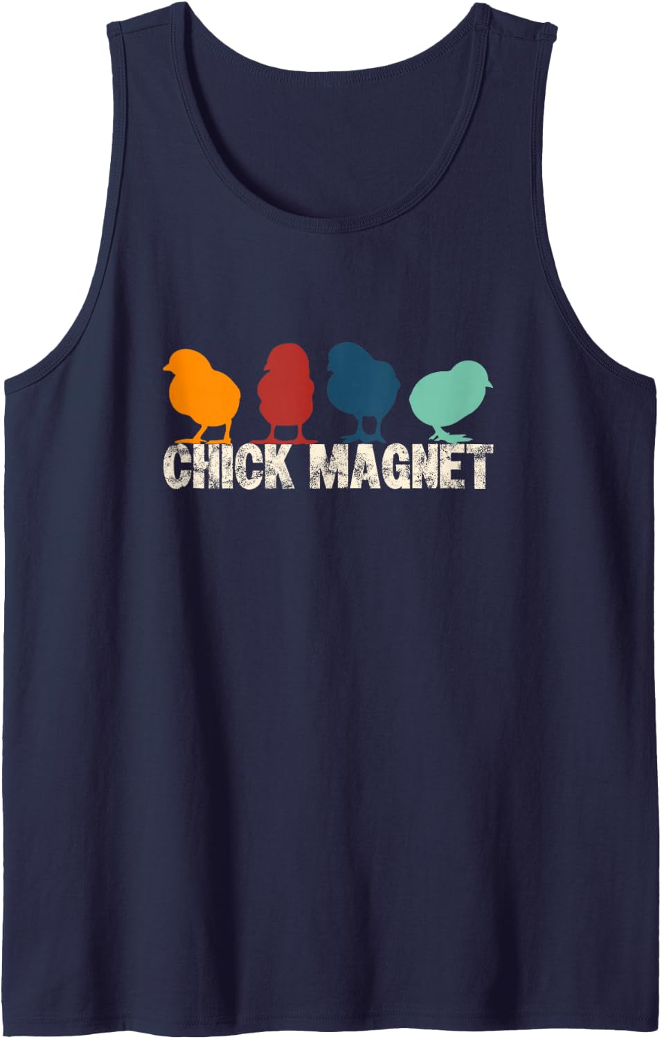 Chick Magnet Cute & Funny Poultry Rooster Lover Retro Design Sleeveless Tank Top - Navy Blue