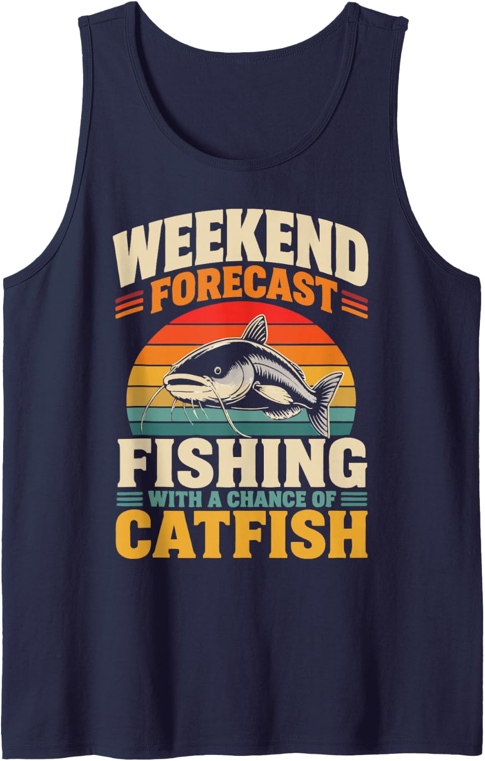 Catfish Angler Weekend Catfish Fishing Trips Sleeveless Tank Top - Navy Blue