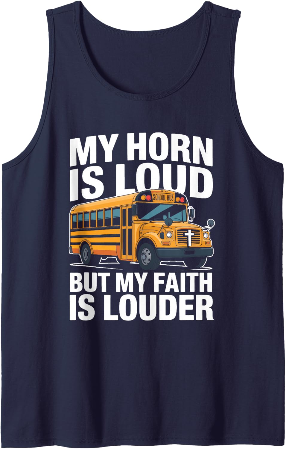 Christian School Bus Driver Jesus Christ Pupil Service Tank Top - Navy Blue