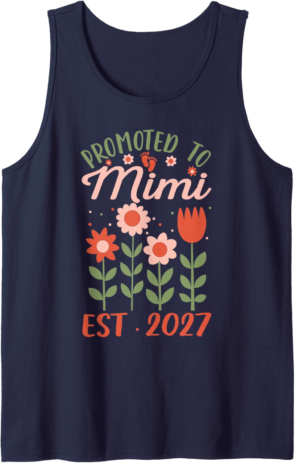 Promoted to Mimi Est. 2027 Sleeveless Tank Top - Navy Blue