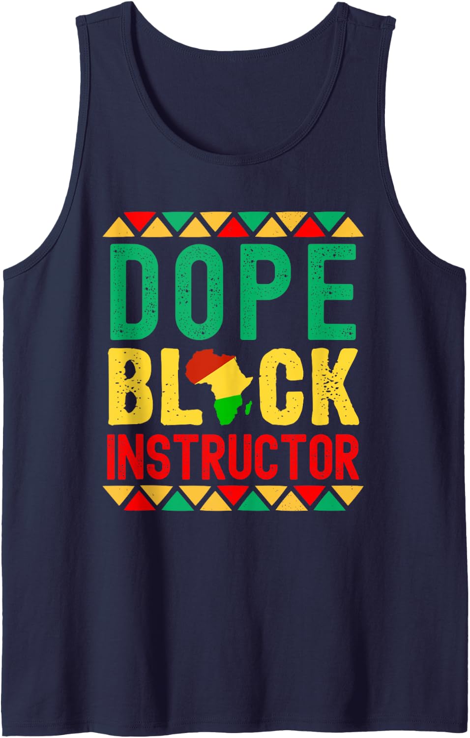 Dope Black Instructor - Black Teacher, Melanated Teacher Sleeveless Tank Top - Navy Blue