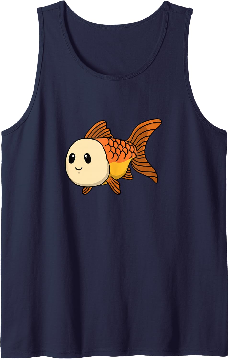 Cute Baby Chibi Kawaii Animal Goldfish Fish Sleeveless Tank Top - Navy Blue