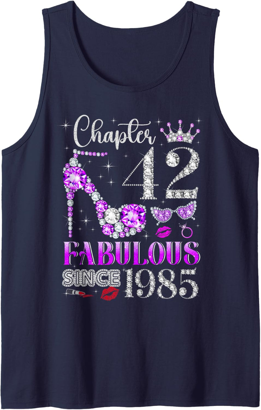 Chapter 42 Fabulous Since 1985 42nd Birthday Ladies Girls Sleeveless Tank Top - Navy Blue