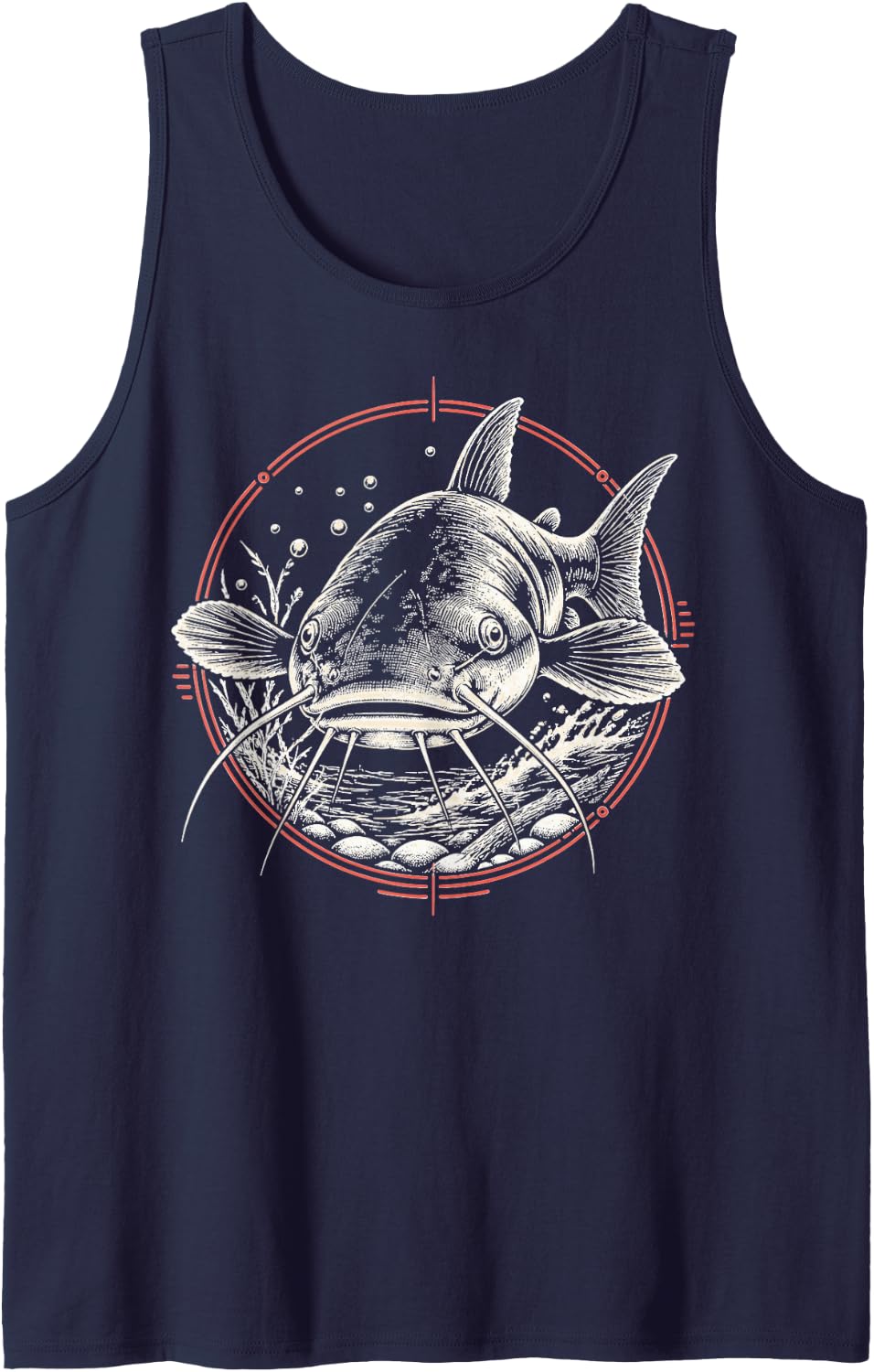 Catfish Fishing Sleeveless Tank Top - Navy Blue