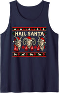 Hail Santa Pagan Winter Solstice Yule Gothic Ugly Christmas Sleeveless Tank Top - Navy Blue