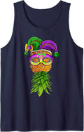 Funny Upside Down Pineapple Jester Hat Swingers Mardi Gras Tank Top - Navy Blue
