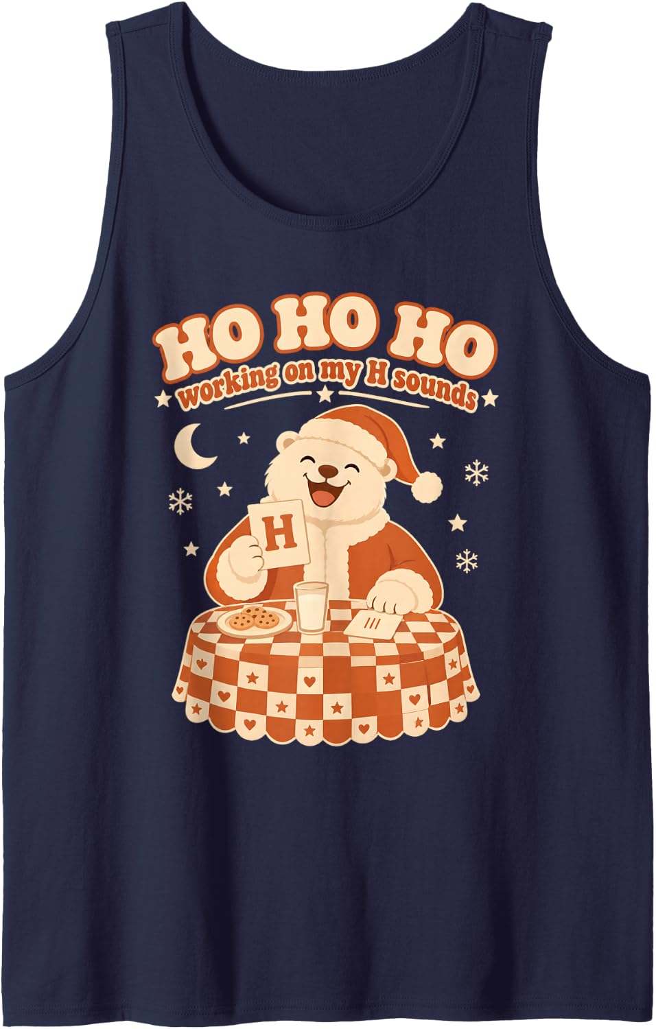 Ho Ho Ho SLP Christmas Polar Bear Sleeveless Tank Top - Navy Blue