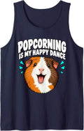 Guinea Pig Popcorning is My Happy Dance Cavy Cute Funny Sleeveless Tank Top - Navy Blue