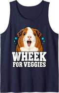 Guinea Pig Wheek for Veggies Cavy Funny Owner Cute Sleeveless Tank Top - Navy Blue