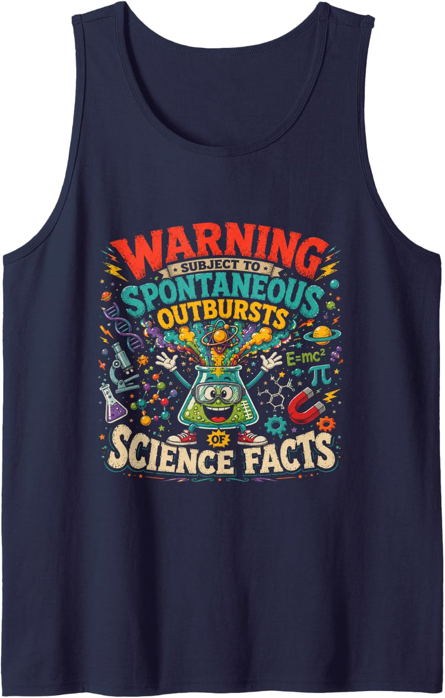 Warning Subject to Spontaneous Outbursts Science Sleeveless Tank Top - Navy Blue