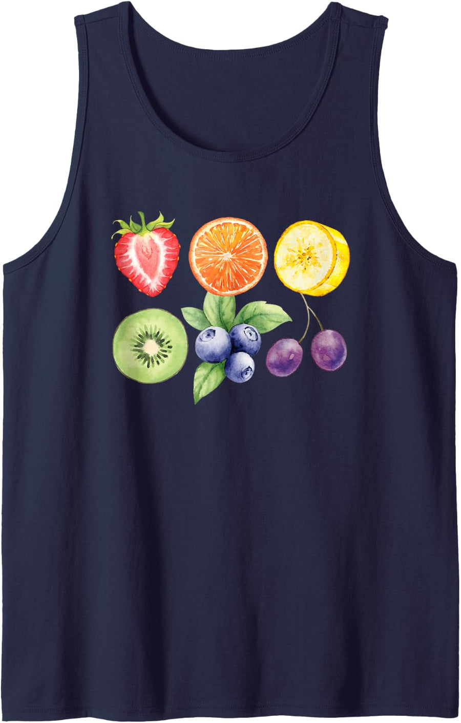 Fruit LGBT Rainbow Gay Bisexual Trans Lesbian Pride Month Sleeveless Tank Top - Navy Blue