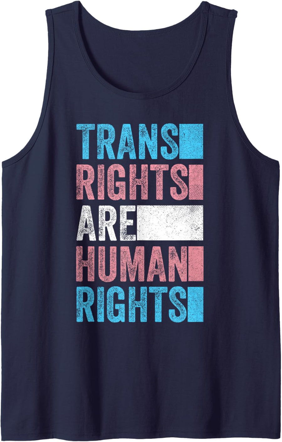 Trans Rights Are Human Rights Outfit Transgender LGBTQ Tank Top - Navy Blue