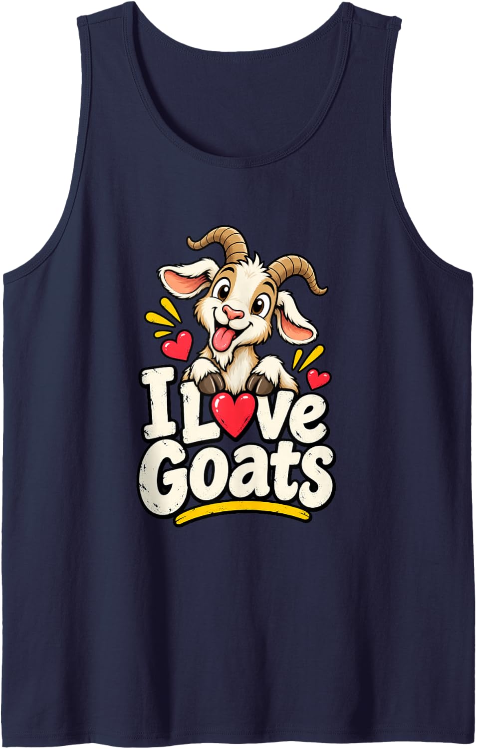 Goat Lover Homestead Farm Animal Humor Sleeveless Tank Top - Navy Blue
