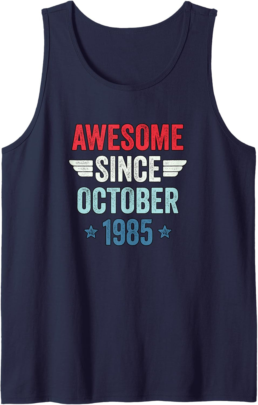 Awesome Since October 1985 Sleeveless Tank Top - Navy Blue