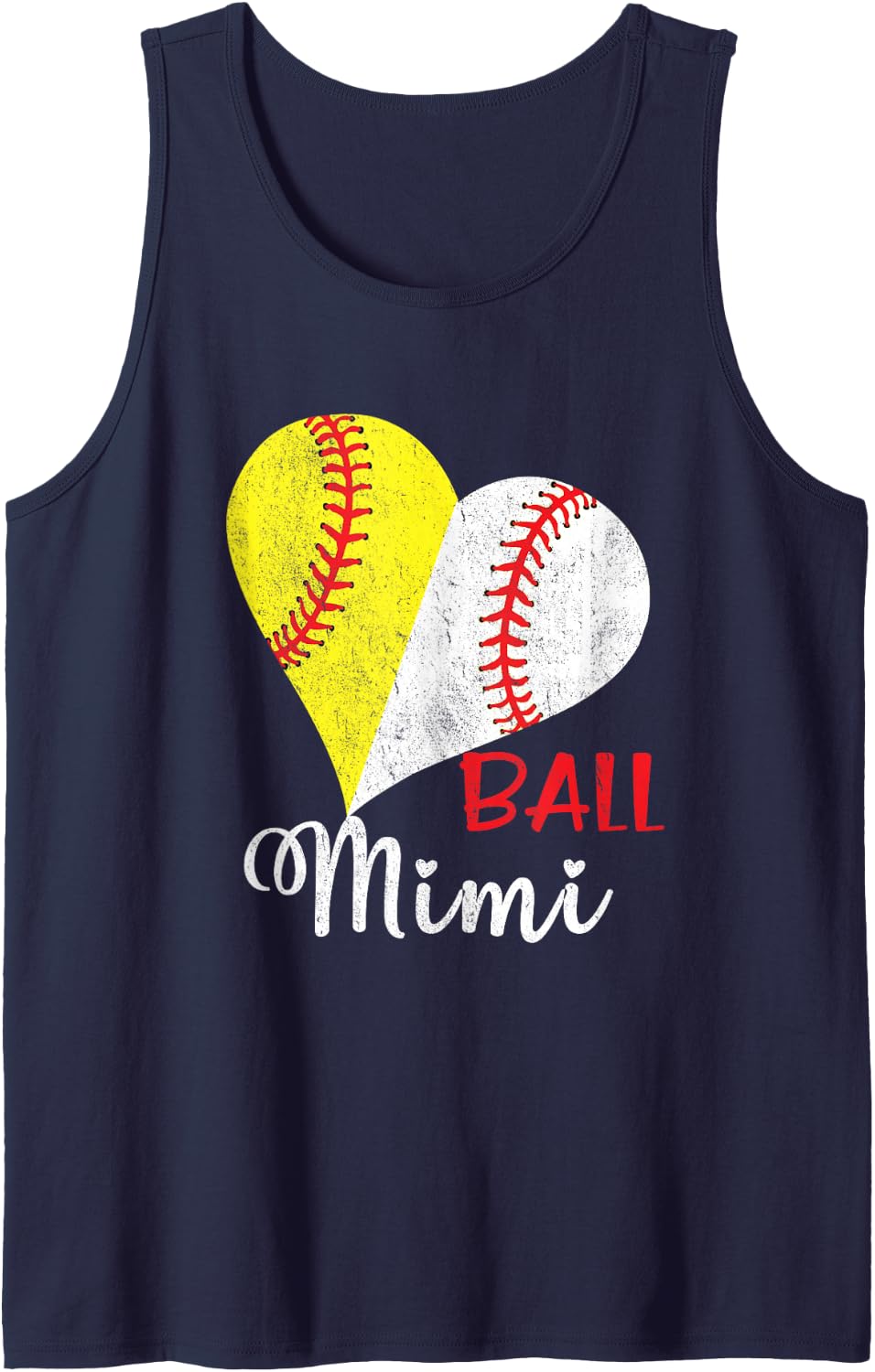Ball Mimi Softball Baseball Lover Mother’s Day Sleeveless Tank Top - Navy Blue