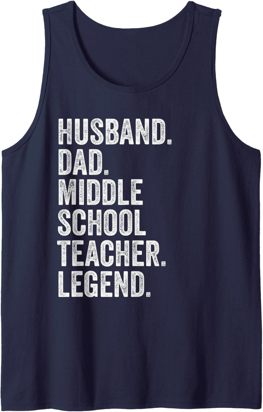 Men's Husband Dad Middle School Teacher Legend Retro Vintage Sleeveless Tank Top - Navy Blue