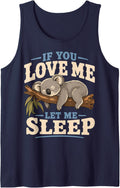 Funny Koala Cute Sleep Sleeveless Tank Top - Navy Blue