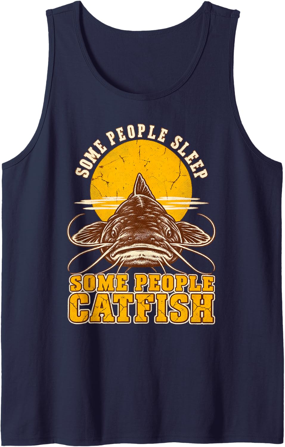 Some People Sleep Catfish Fishing Sleeveless Tank Top - Navy Blue