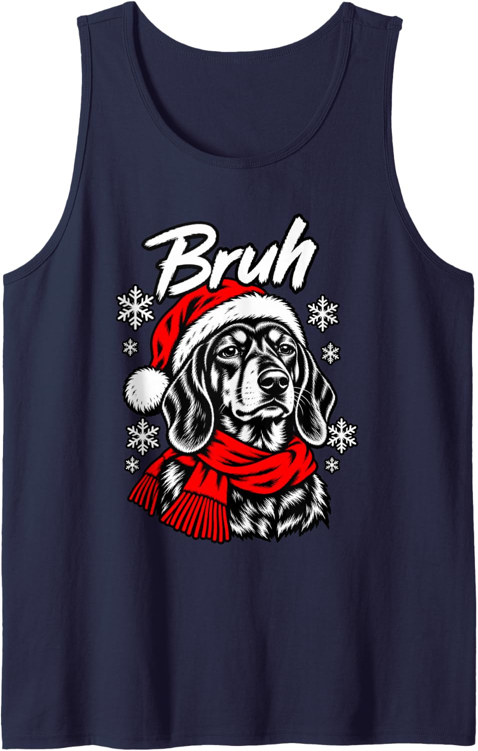 Bruh Sassy Dachshund Christmas Dog Tee Sleeveless Tank Top - Navy Blue