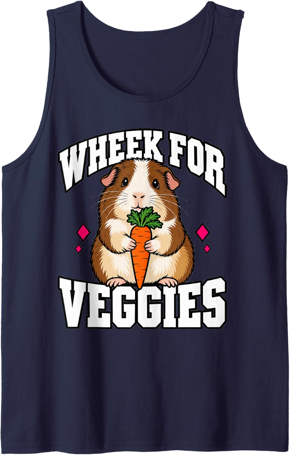 Guinea Pig Wheek for Veggies Cavy Owner Cute Funny Sleeveless Tank Top - Navy Blue