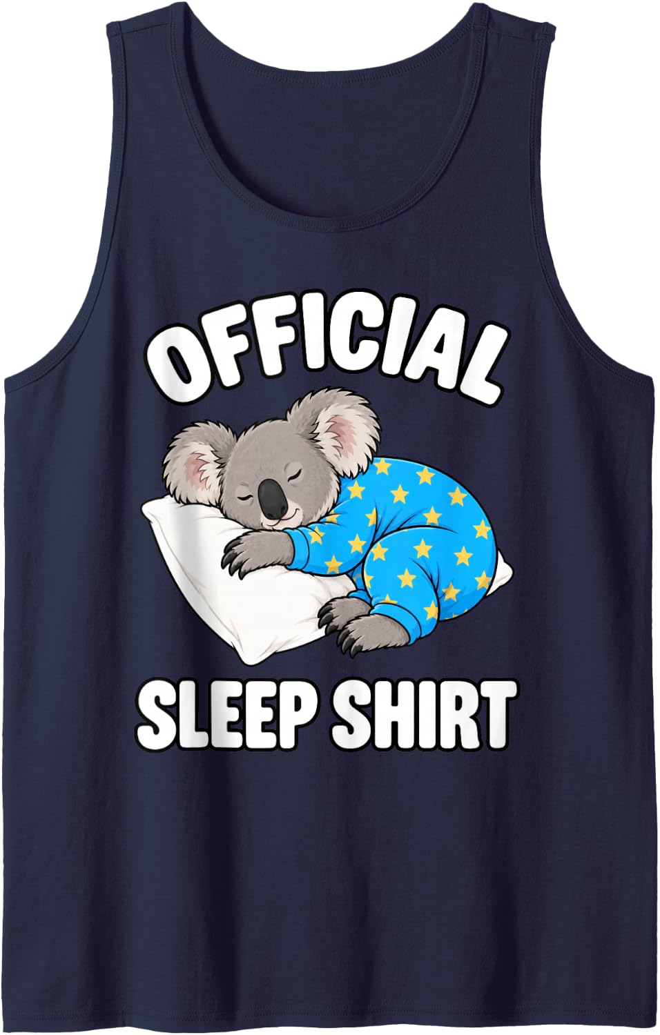 Koala Sleeping in Pajamas Official Sleepshirt Cute Sleeveless Tank Top - Navy Blue