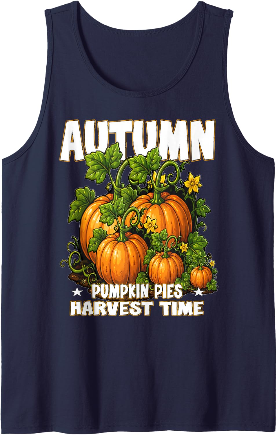 Autumn Pumpkin PIES Harvest TIME Farming Gardening Pumpkins Sleeveless Tank Top - Navy Blue