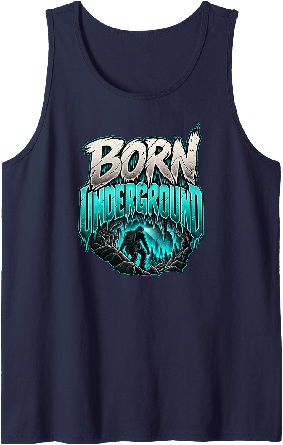 Born Underground Surveyor Spelunking Caving Explorer Shirt Sleeveless Tank Top - Navy Blue
