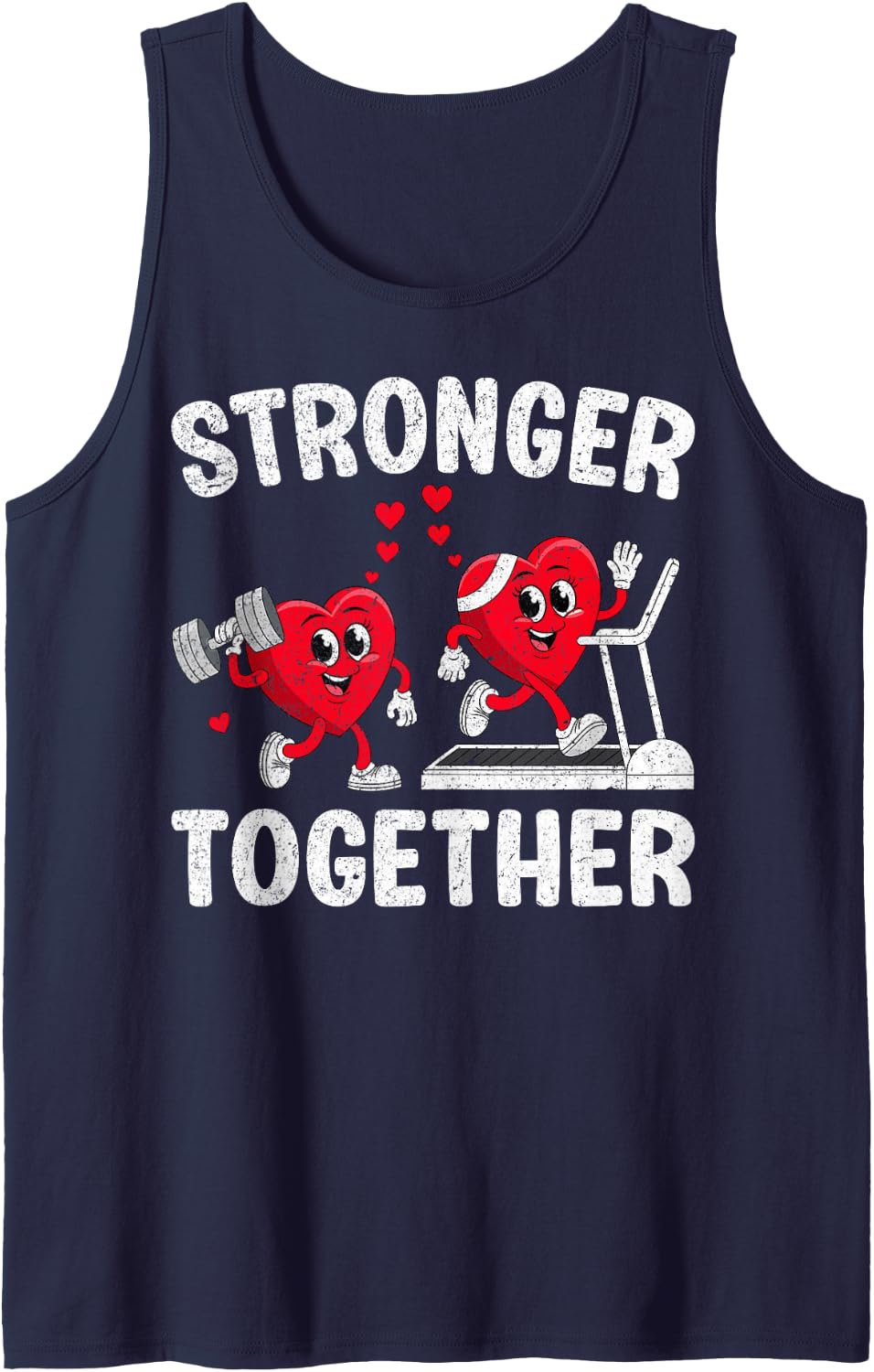 Stronger Together Gym Fitness Workout Couple Valentines Day Tank Top - Navy Blue
