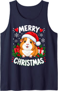 Cute Merry Christmas Festive Guinea Pig Sleeveless Tank Top - Navy Blue
