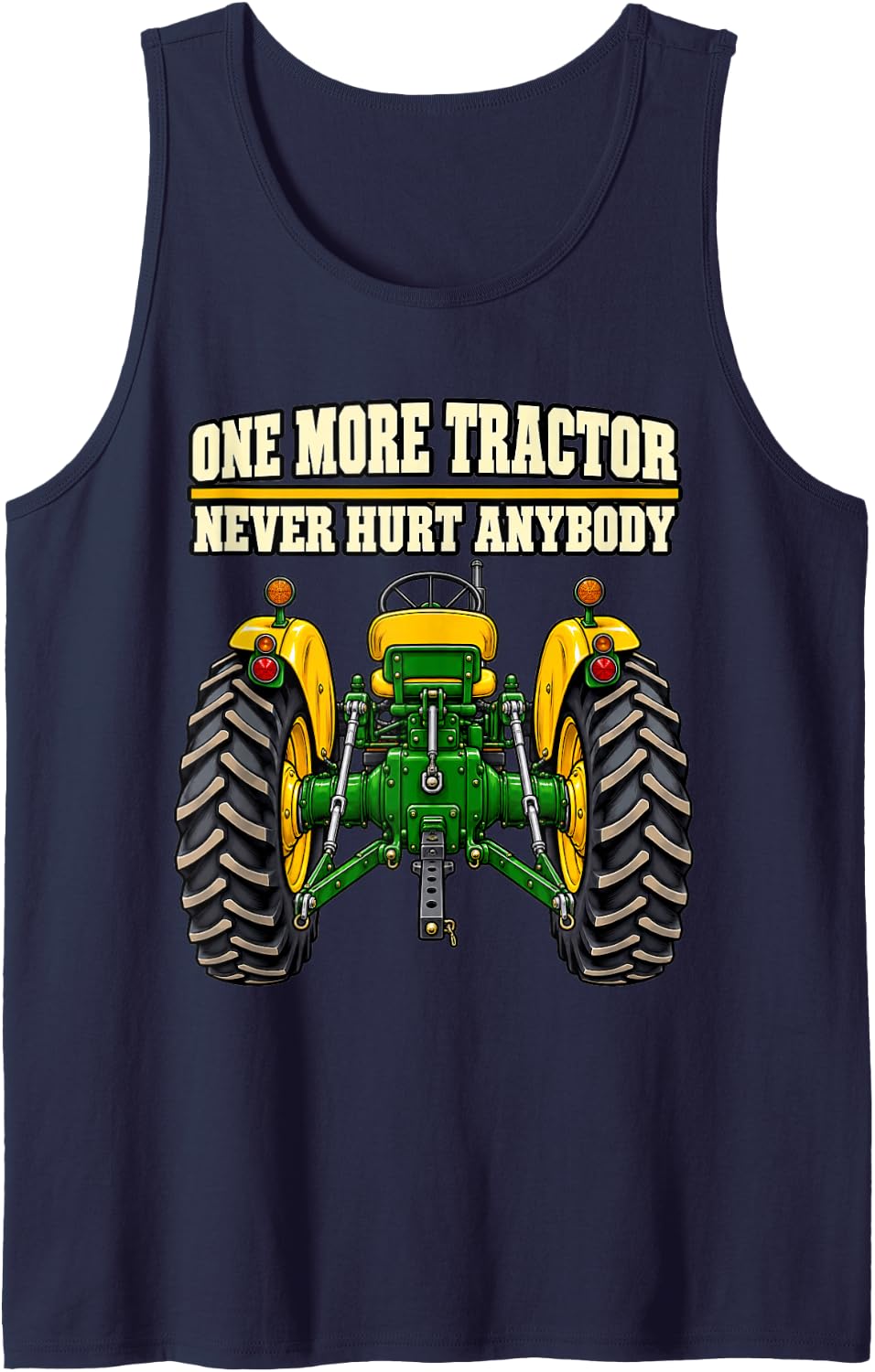 Antique Tractor One More Tractor Never Hurt Anybody Old Sleeveless Tank Top - Navy Blue