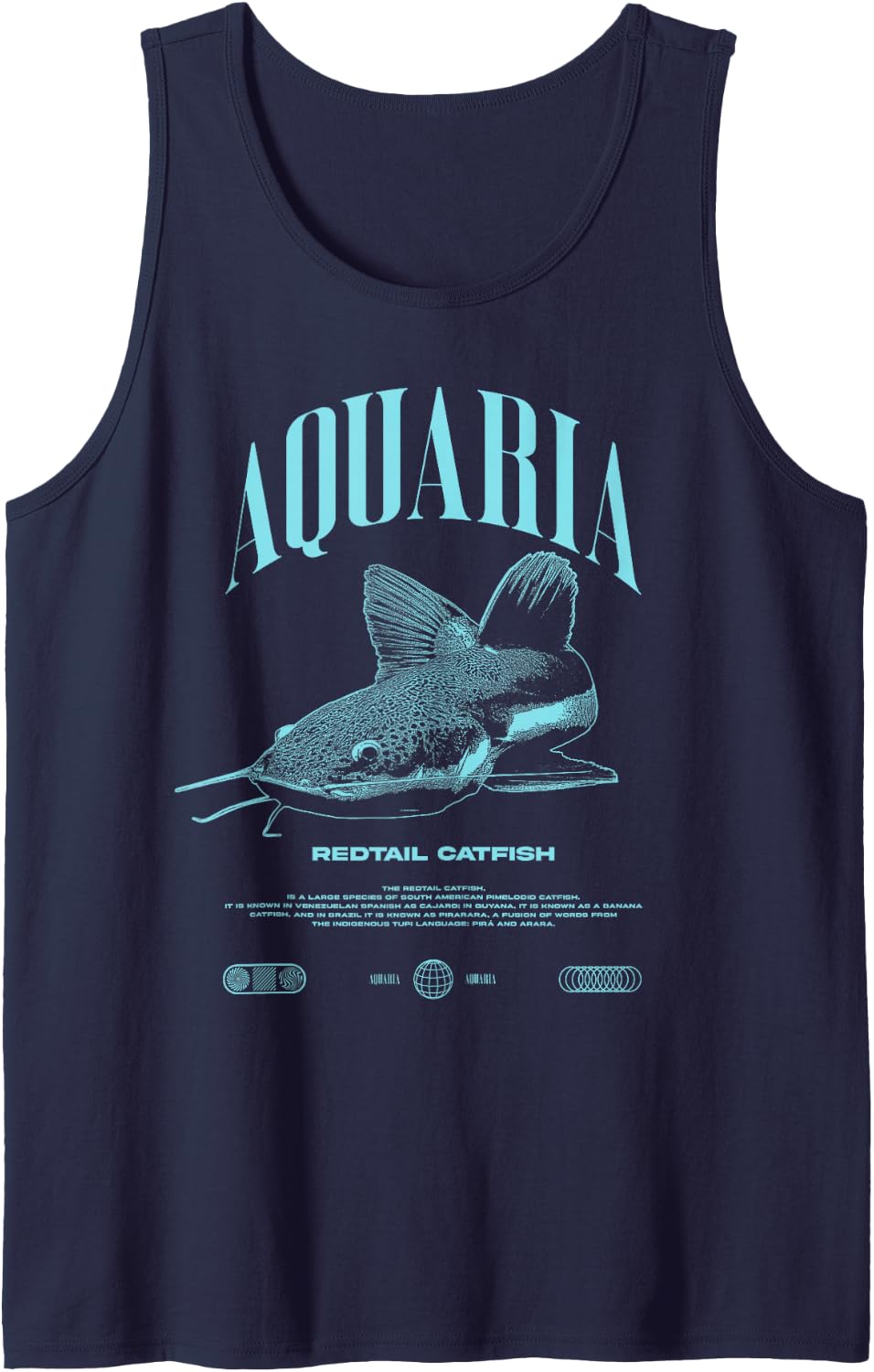 REDTAILED Catfish Water Change Monster Fish Sleeveless Tank Top - Navy Blue