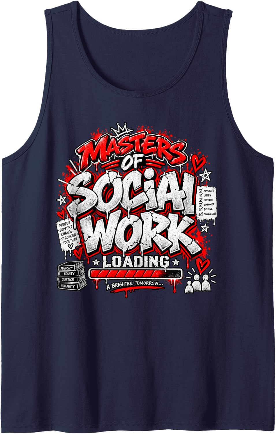 Loading Social Worker Community Masters of Social Work Sleeveless Tank Top - Navy Blue