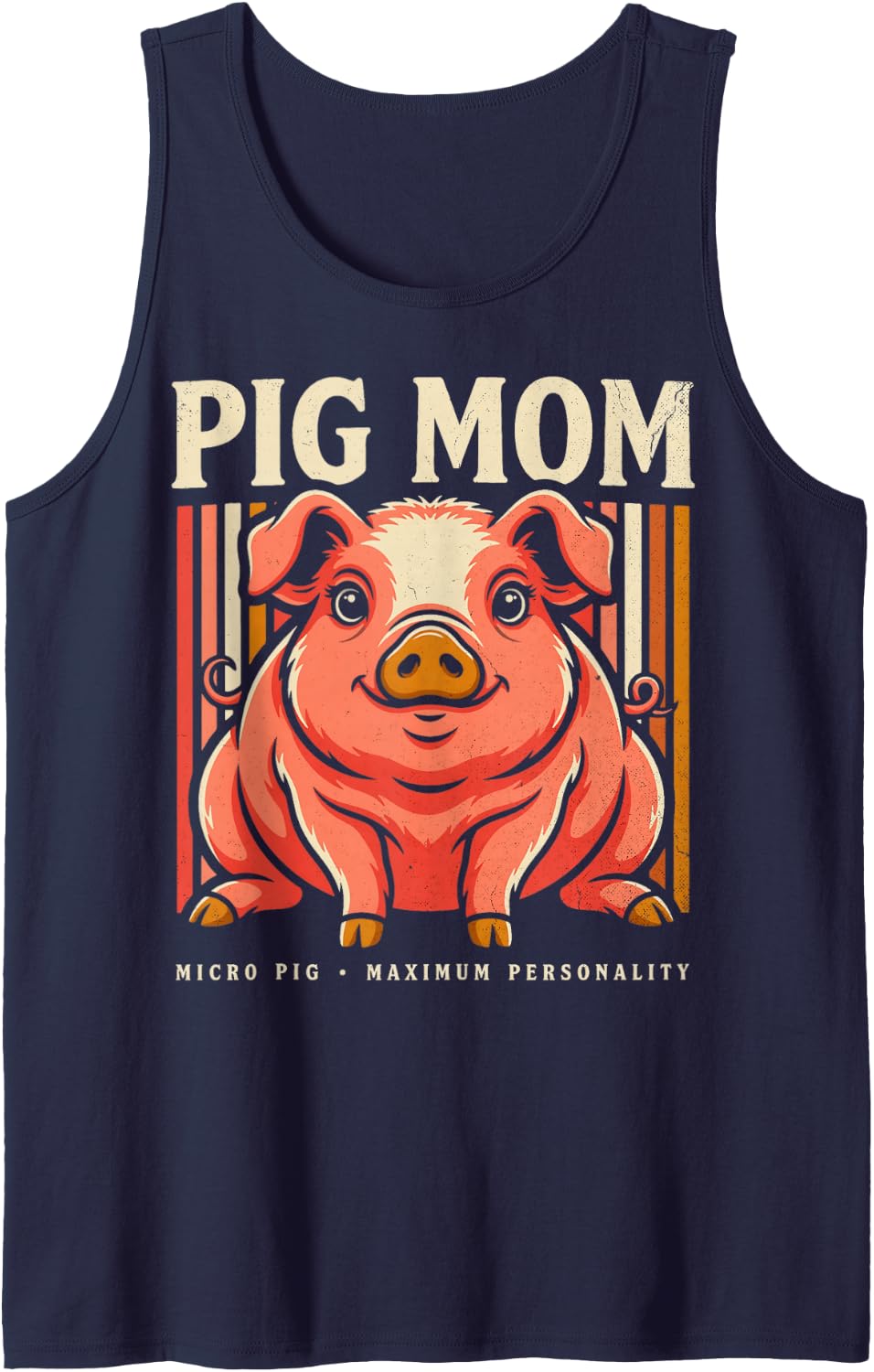 Pig Mom Micro Pig Maximum Personality Lover Sleeveless Tank Top - Navy Blue