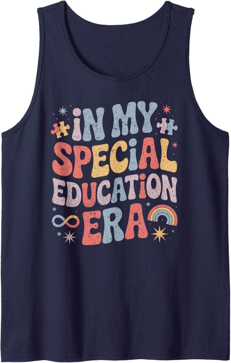 Autism Teacher in My Special Education Era Sleeveless Tank Top - Navy Blue