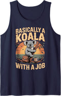 Basically A Koala with A Job Koalas Sleeveless Tank Top - Navy Blue