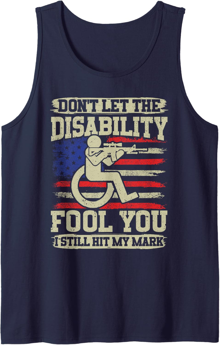 Disabled Veteran us Flag Funny Handicap Veteran Tank Top - Navy Blue