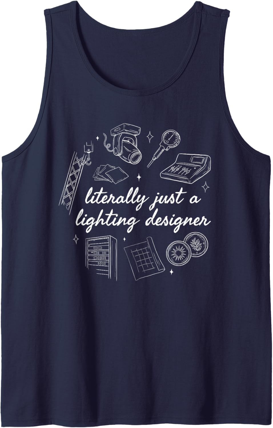 Lighting Designer Stage Theatrical Architectural Show Tech Sleeveless Tank Top - Navy Blue