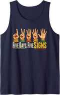 , Five Signs Special Education Teacher Graphic Sleeveless Tank Top - Navy Blue
