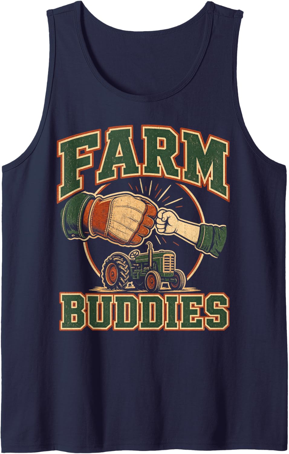 Farm Buddies Tractor Agriculture Sleeveless Tank Top - Navy Blue