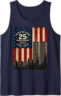 25th Anniversary September 11 2001 Memorial Day USA Flag Tank Top - Navy Blue