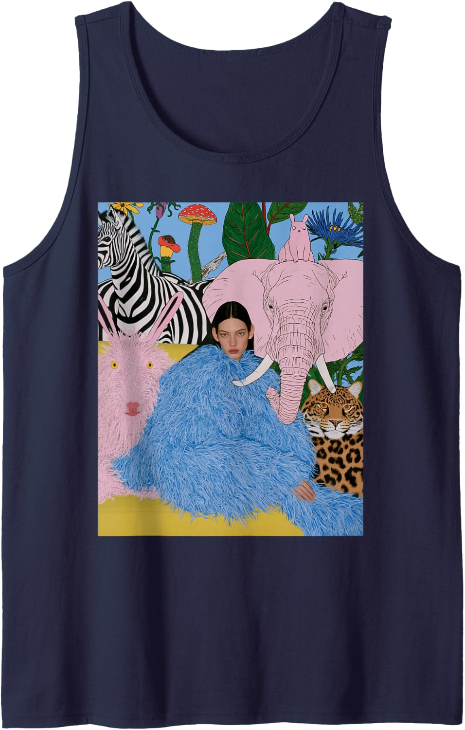 Abstract Art Designer Sleeveless Tank Top - Navy Blue