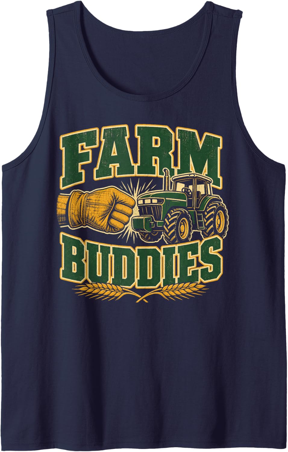 Farm Buddies Tractor Farmer Sleeveless Tank Top - Navy Blue