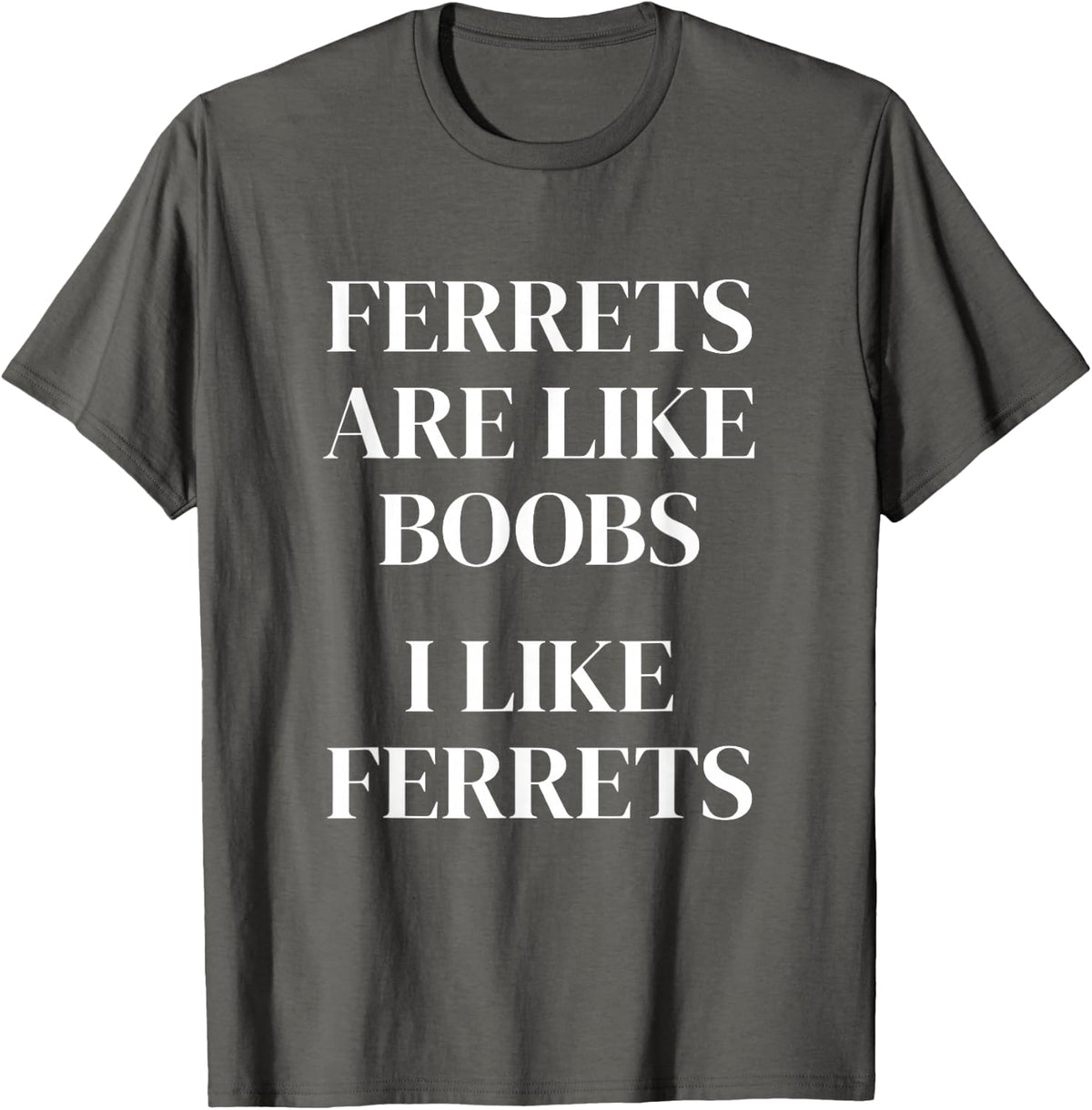 Ferrets are Like Boobs Funny Sarcastic Adult Humor T-Shirt - Asphalt Grey