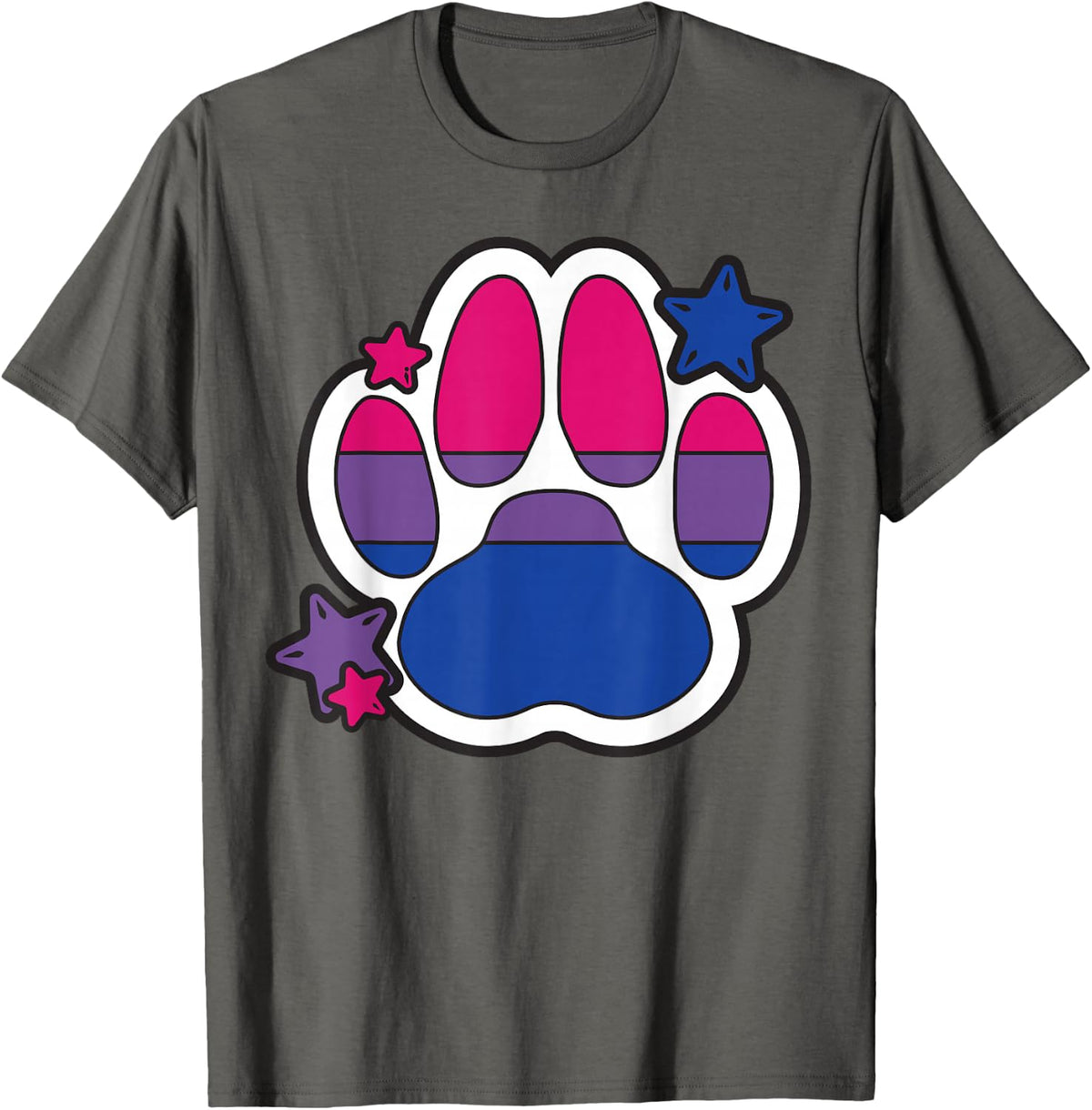 Bisexual Furry Paw LGBTQ Month Gay Rights Pride T-Shirt - Asphalt Grey
