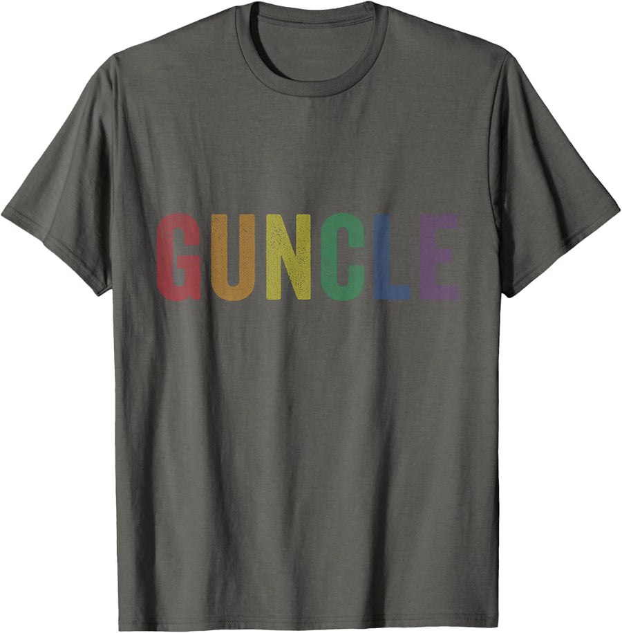Guncle Gay Uncle Tee LGBT Rainbow Gay Pride T-Shirt - Asphalt Grey