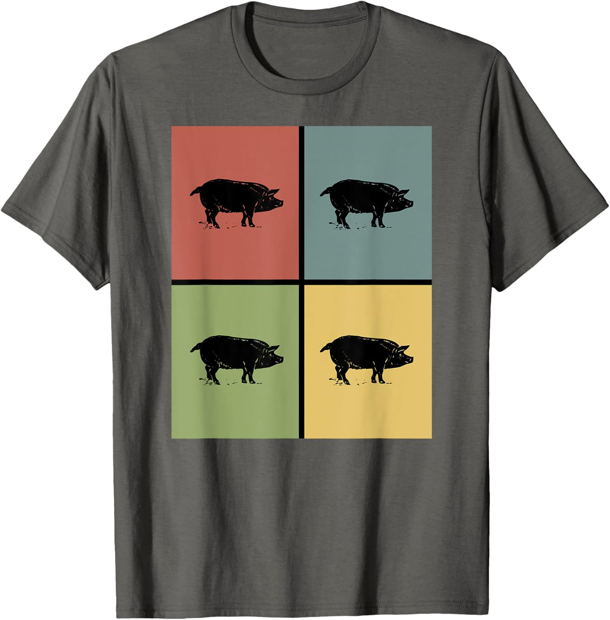 Retro Pig Lover T-Shirt - Asphalt Grey